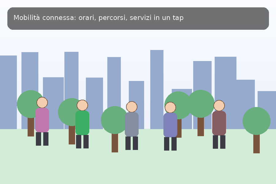 Illustrazione: cittadino con smartphone e servizi digitali