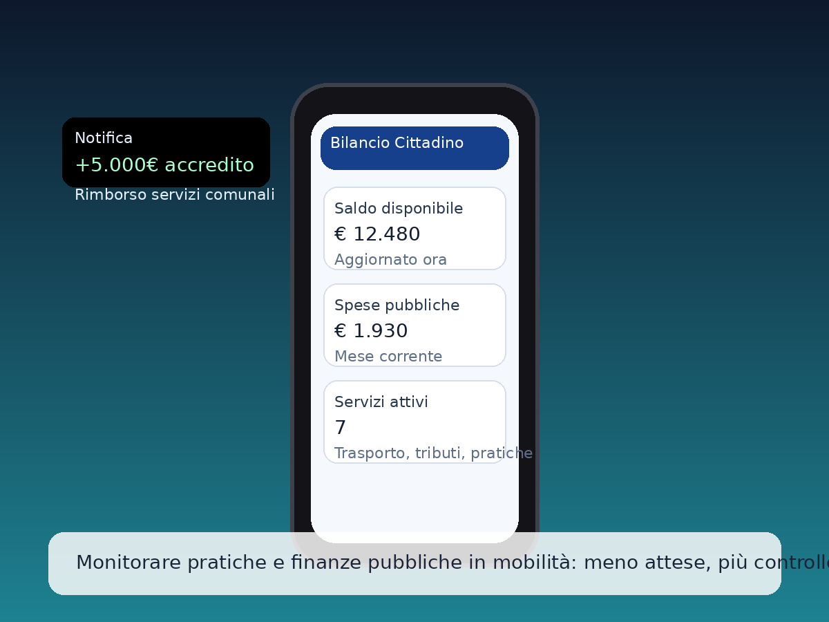 Schermata illustrativa di bilancio con notifica +5.000€